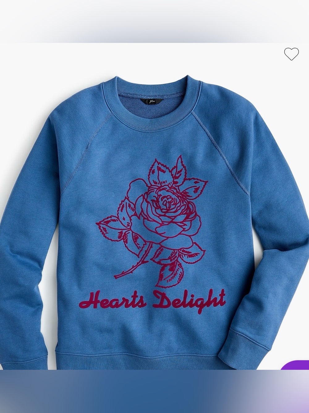 J. Crew Hearts delight crew neck sweatshirt, size S NWOT